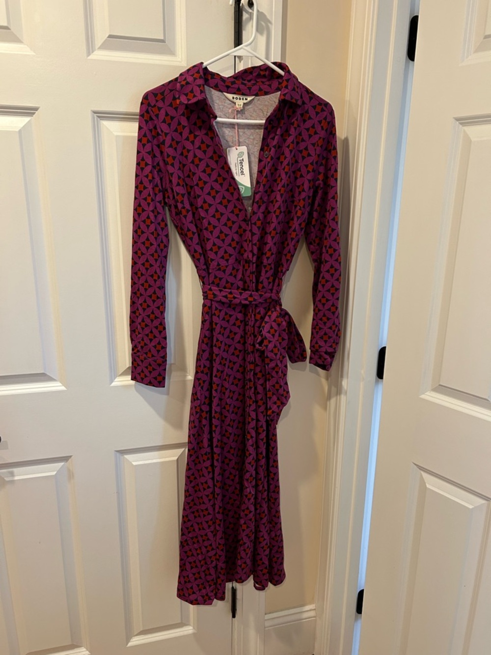 Boden Purple Geometric Maxi Wrap Dress NWT